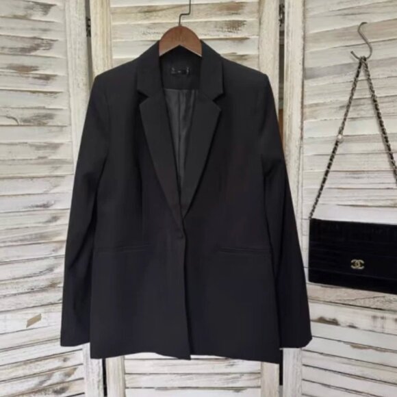 Black Blazer Women XS (S 4–6) Structured Shoulder Workwear NWT Look - Picture 3 of 16